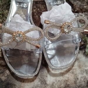 Lauren Lorraine Silver Crystal Embellished Sandals